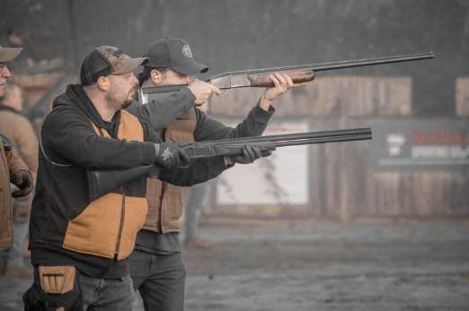 Two trap shooters at the Pitt Meadows Gun Club New Year's Day Trap Shoot